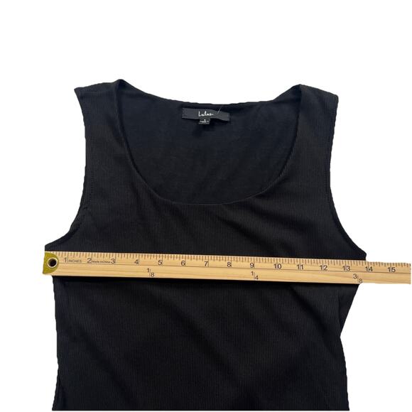Lulus Bodysuit Womens Small Black Ribbed Jersey Knit Tank Straps High Back NWT - Picture 7 of 10